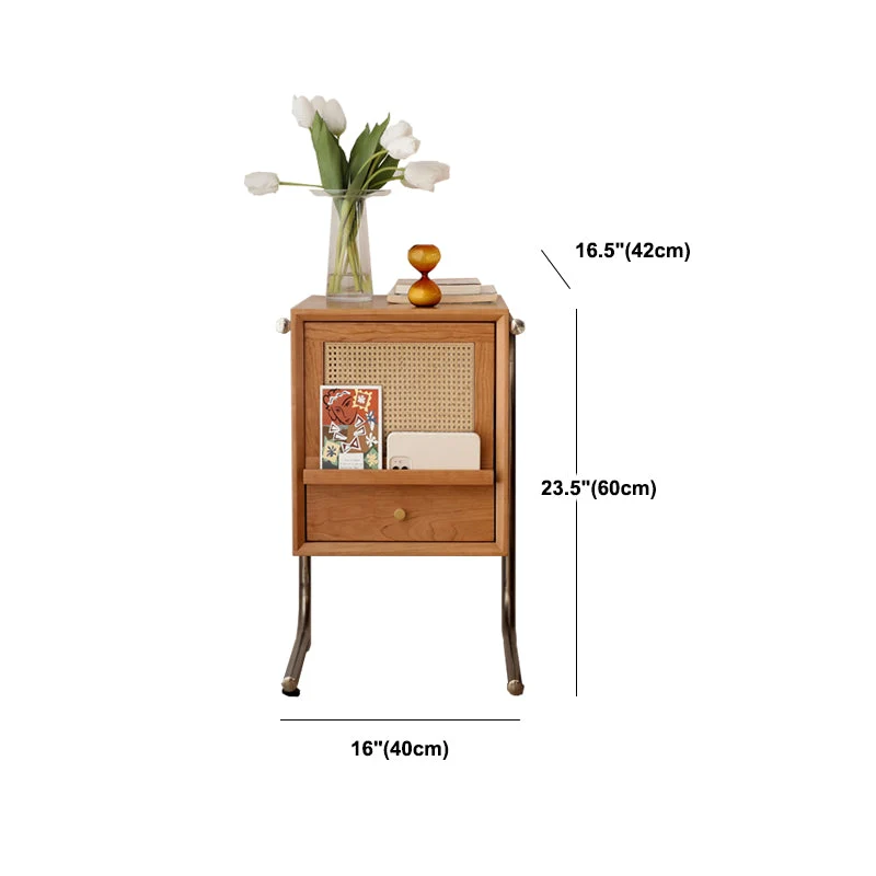 2 Drawers Solid Wood Hedendaags Night Table Drawer Storage Bed Nightstand Natural