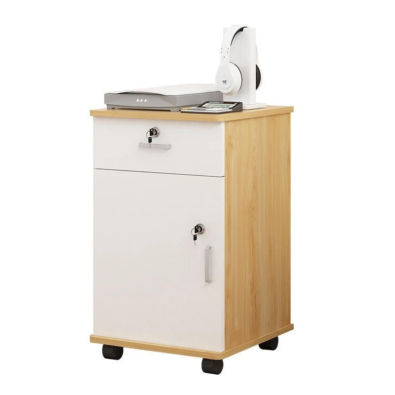 Eigentijds Cabinet Wood Locking Drawers Filing Cabinet Wheels Office Natural