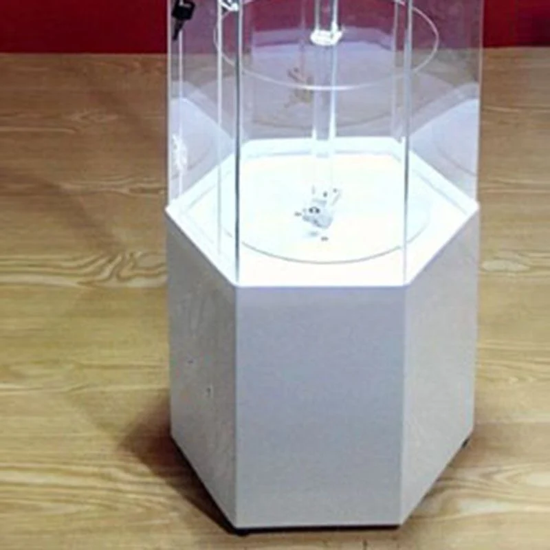Eigentijds Curio Cabinet Glass Locking Door Display Stand 5 Shelves Red