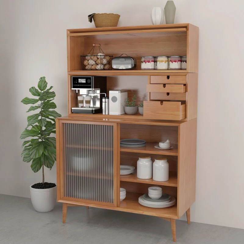 Eigentijds Faux Wood Dining Hutch Standard Natural 20" W Hutch Cabinet Doors 43l