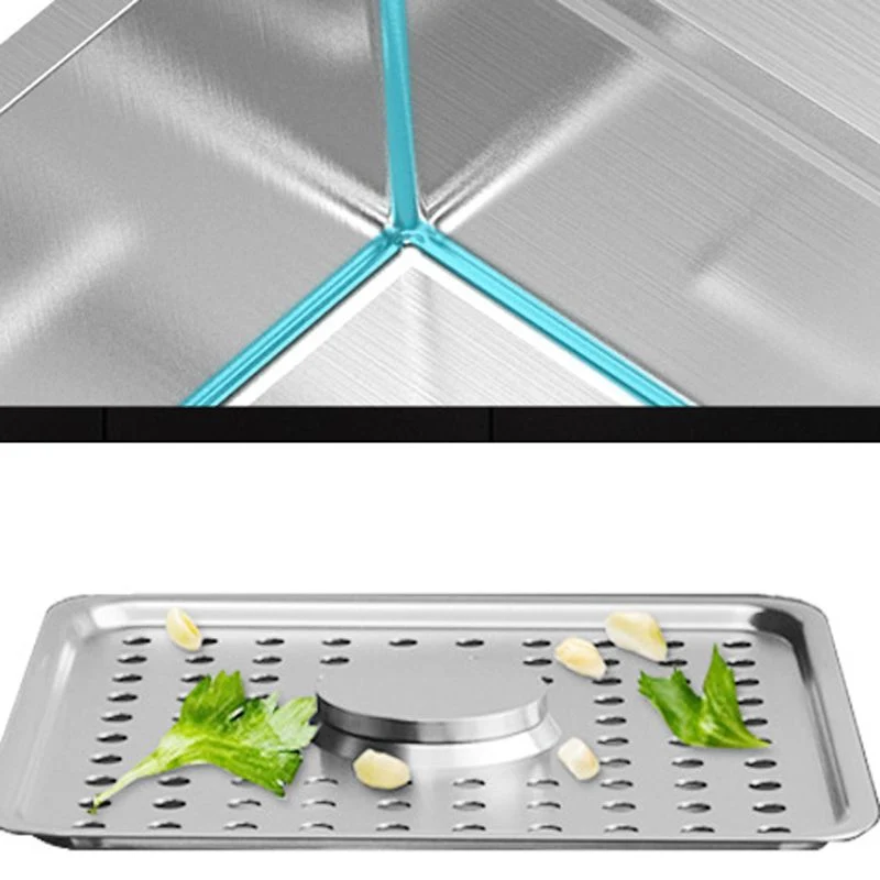 Eigentijds Kitchen Sink Stainless Steel Grid Strainer and Faucet Workstation Sink 27l
