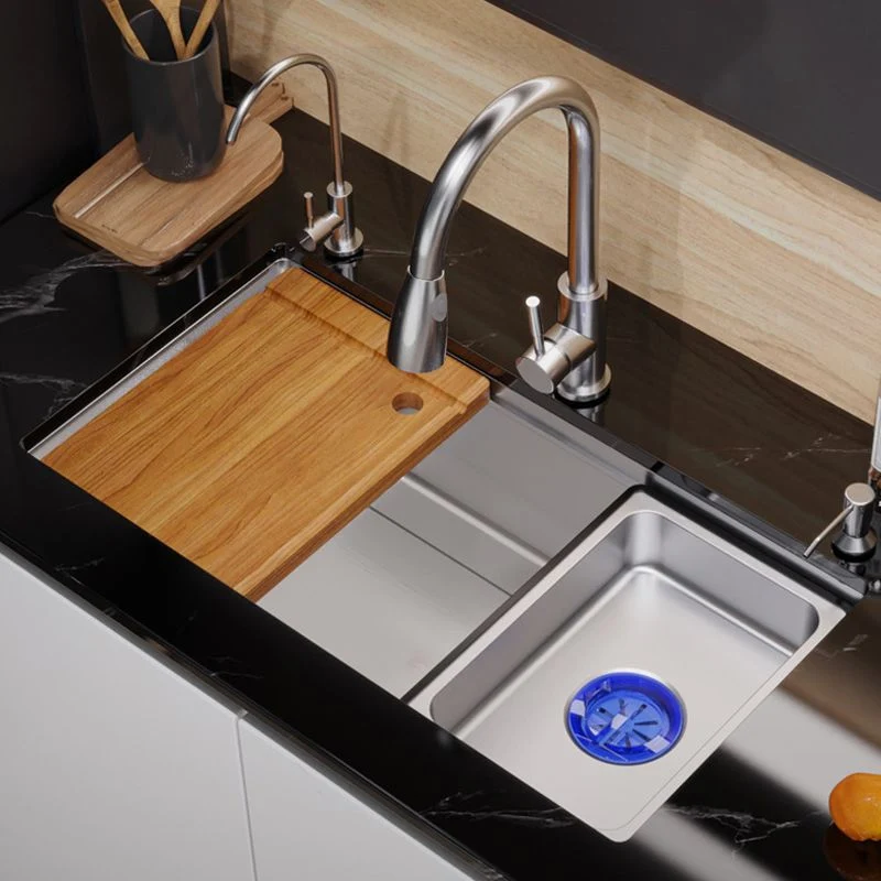 Eigentijds Kitchen Sink Stainless Steel Grid Strainer and Faucet Workstation Sink 27l