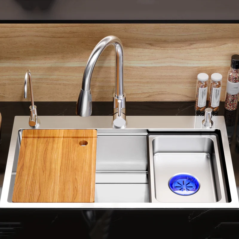 Eigentijds Kitchen Sink Stainless Steel Grid Strainer and Faucet Workstation Sink 27l