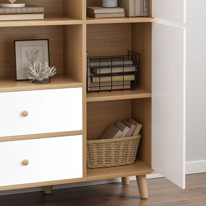 Eigentijds Matte Finish Bookshelf Wooden Standard Bookcase Drawer Storage 19