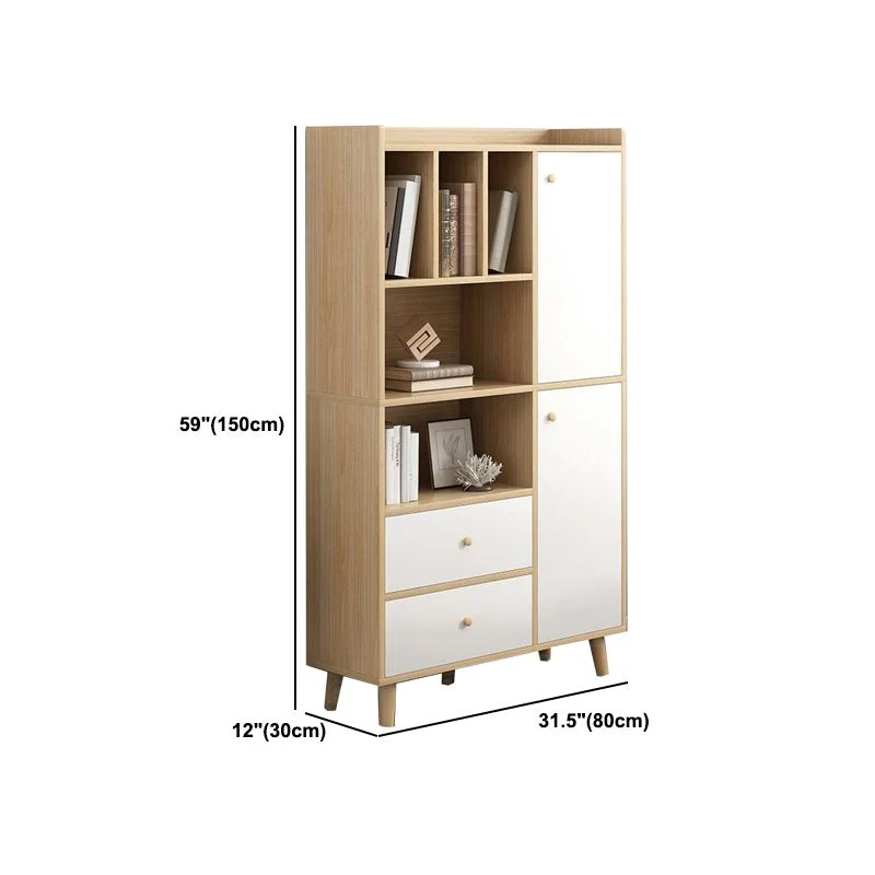 Eigentijds Matte Finish Bookshelf Wooden Standard Bookcase Drawer Storage 19