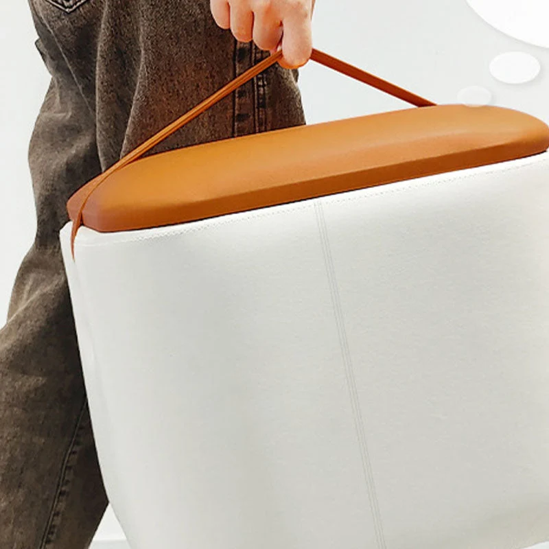 Eigentijds Pouf Ottoman Fabric Upholstered Solid Color Portable Square Ottoman Storage 13l