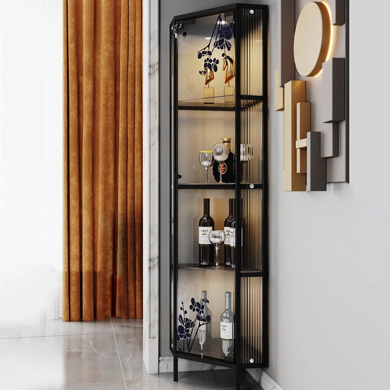 Eigentijds Steel Floor Wine Holder Glass Storage Kitchen Black