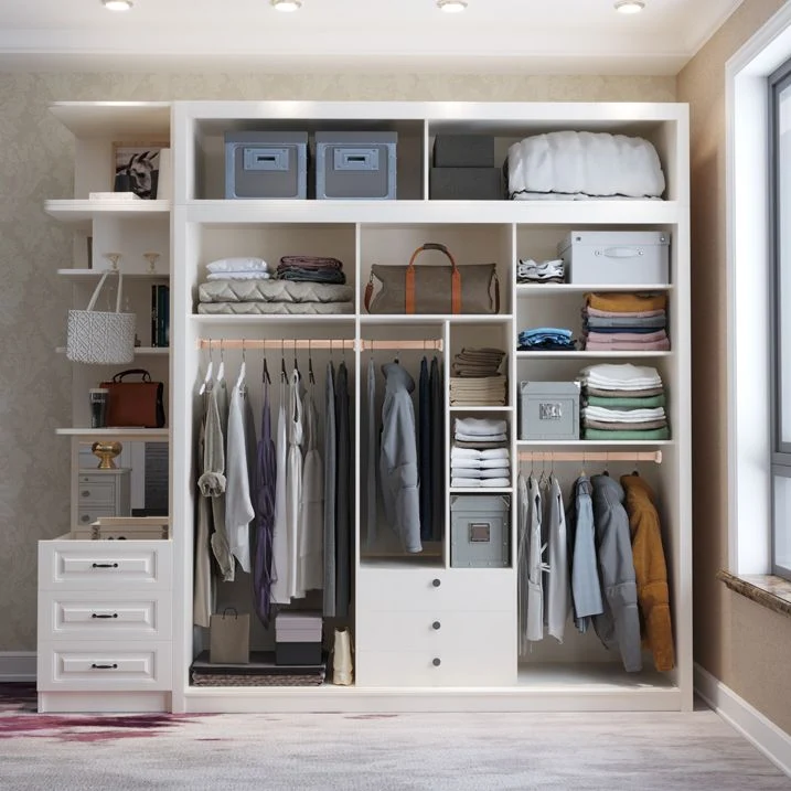 Eigentijds White Wardrobe Armoire Engineered Wood Wardrobe Cabinet Drawers 47l