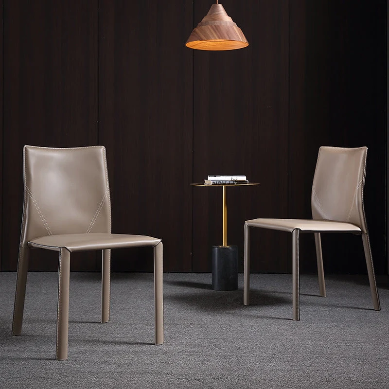 Faux Leather Kitchen Dining Chairs Upholstered Side Chairs Van metaal Base Burgundy