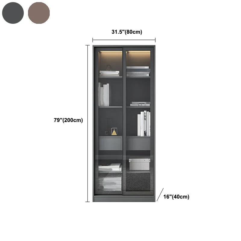 Faux Wood Actueel Storage Cabinet Glass Sliding Doors Display Cabinet Living Room 31l