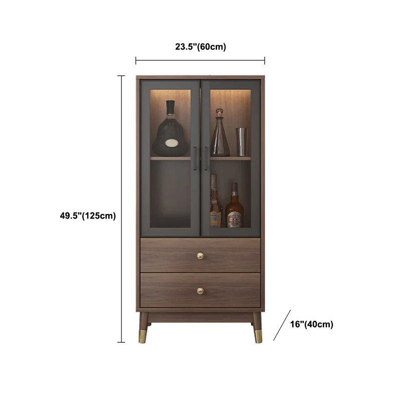 Faux Wood Contemporain Display Cabinet Glass Doors Storage Cabinet Drawers Bedroom 24l