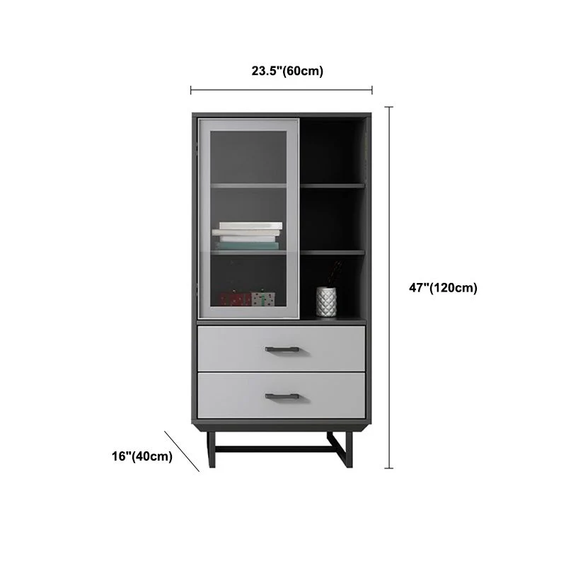Faux Wood Hedendaags Display Cabinet Glass Doors Storage Cabinet Drawers Bedroom 24l