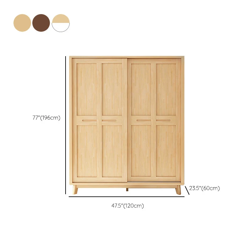 Freestanding Solid Wood Wardrobe Strak Wardrobe Armoire 2 Doors and 1 Drawer 47l