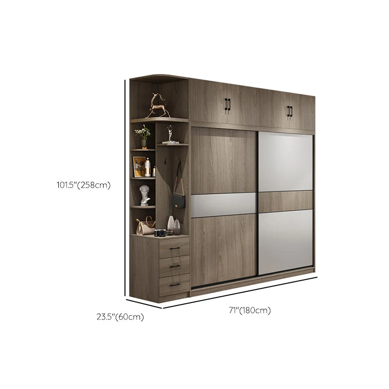 Freestanding Uni Wood Wardrobe Armoire Contemporary Wardrobe Drawer 47l