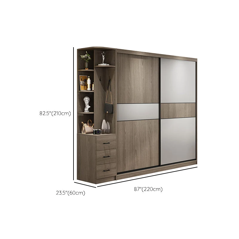 Freestanding Uni Wood Wardrobe Armoire Contemporary Wardrobe Drawer 47l