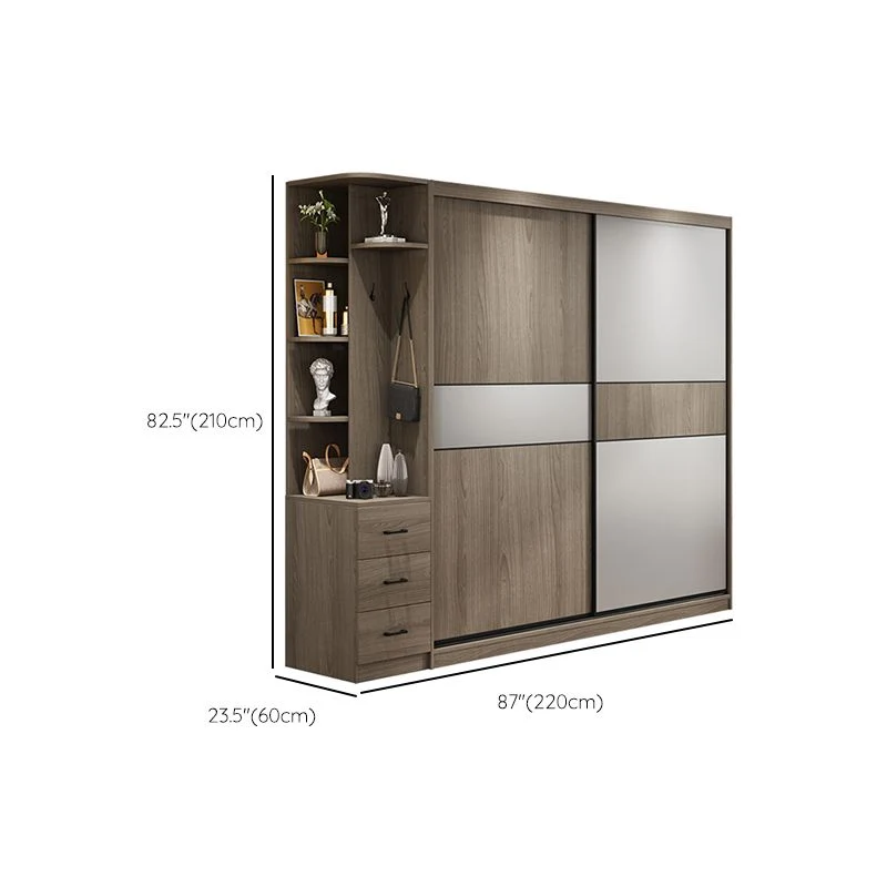 Freestanding Uni Wood Wardrobe Armoire Contemporary Wardrobe Drawer 47l