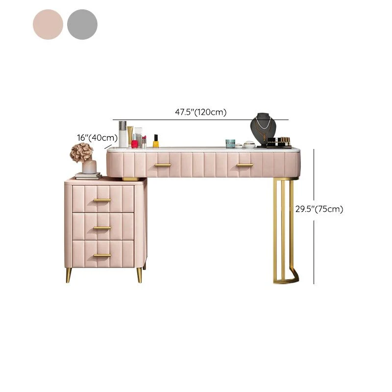 Glam Drawer Straight Feet Marble Metaal Bedroom Make-up Vanity 39