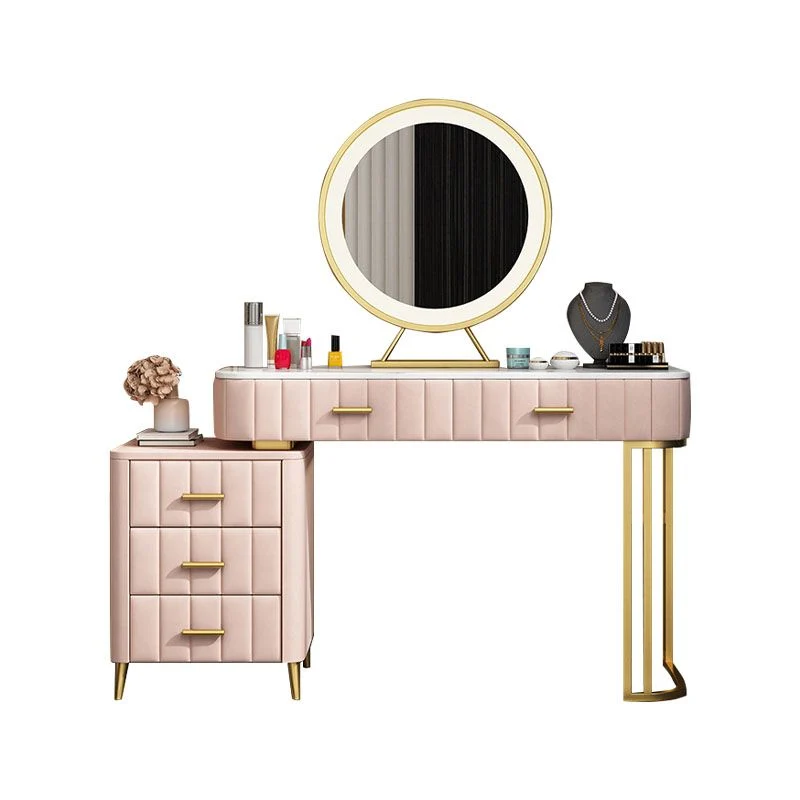 Glam Drawer Straight Feet Marble Van metaal Bedroom Make-up Vanity 39