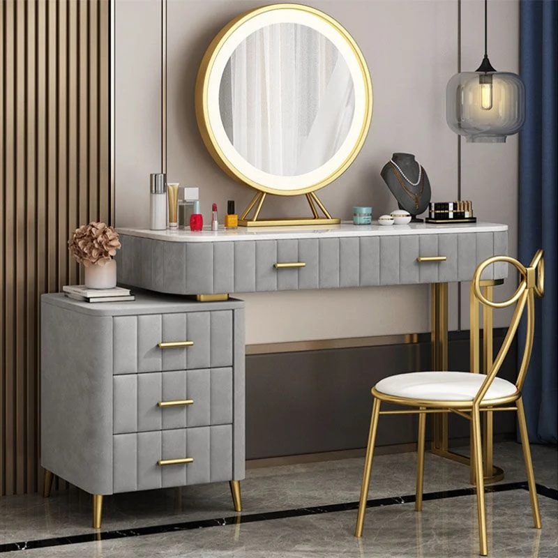 Glam Drawer Straight Feet Marble Van metaal Bedroom Make-up Vanity 39