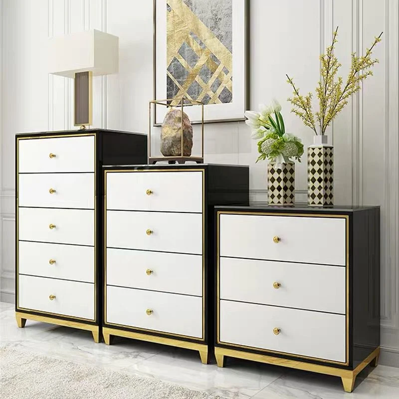 Glam Natuurhout Bedroom Storage Chest Vertical Chest Drawers White