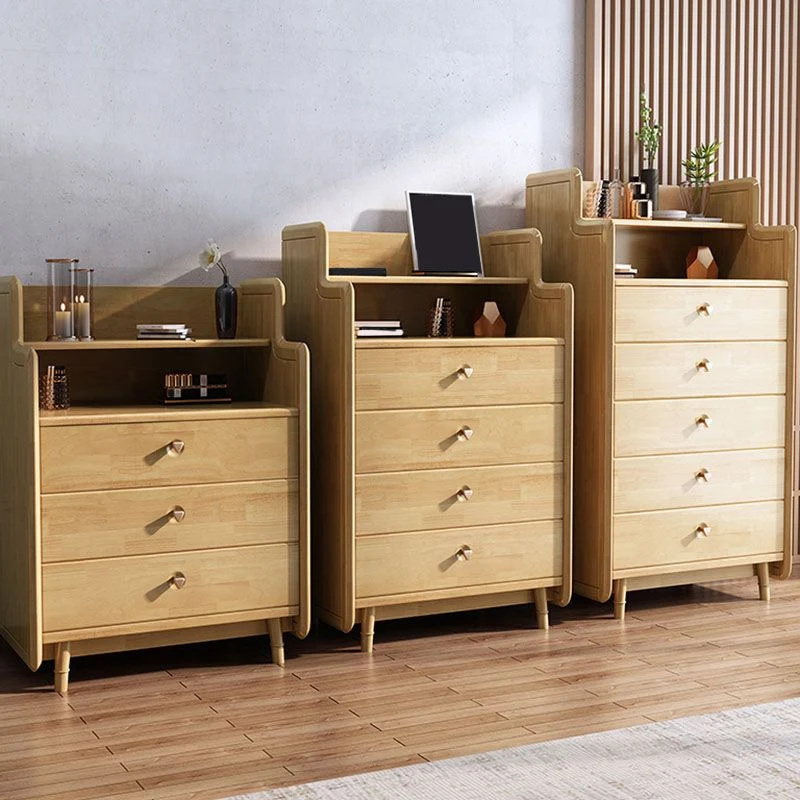 Glam Vertical Effen Wood Storage Chest Bedroom Chest Drawers Nut