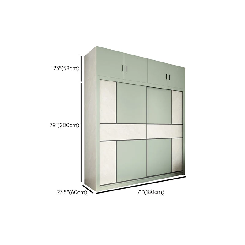 Green and White Bedroom Storage Cabinet Eigentijds Sliding Door Cabinet Drawers 47l