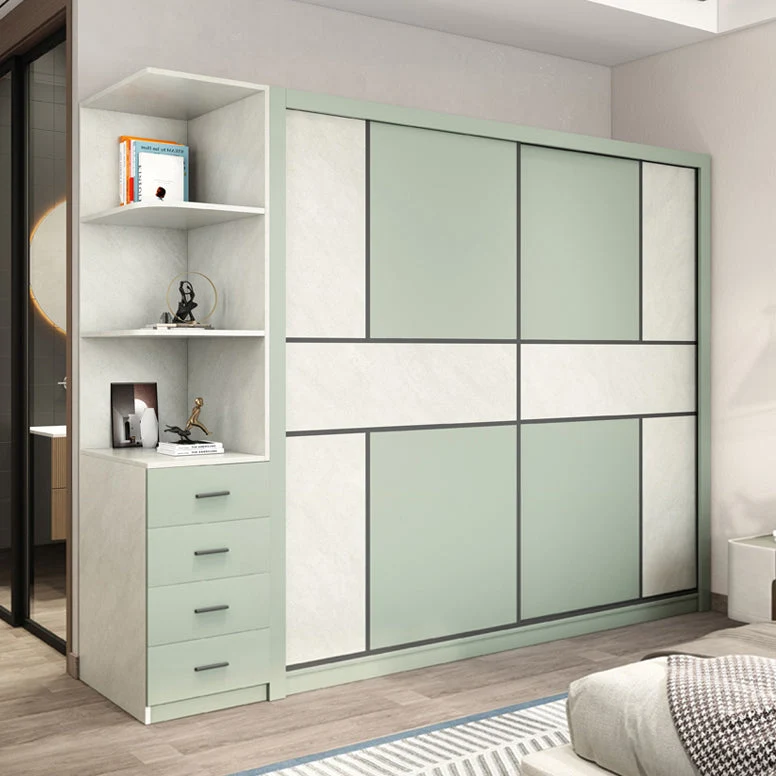 Green and White Bedroom Storage Cabinet Eigentijds Sliding Door Cabinet Drawers 47l