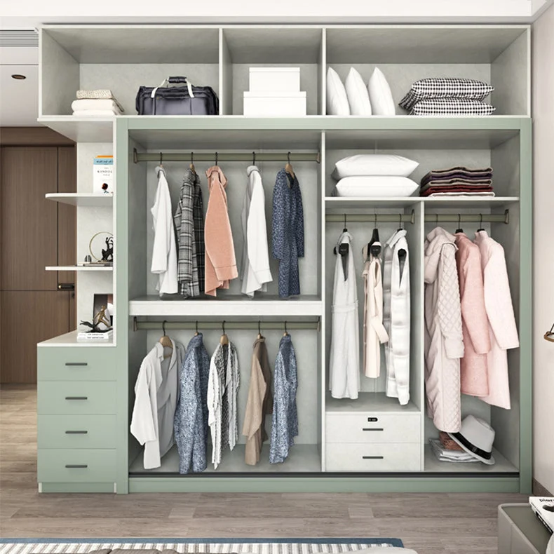 Green and White Bedroom Storage Cabinet Strak Sliding Door Cabinet Drawers 47l
