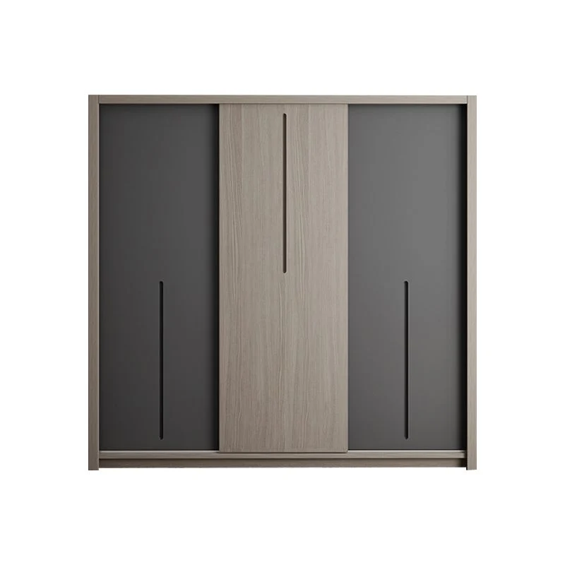 Grey Contemporary Storage Cabinet Faux Wood Cabinet Sliding Doors 63l
