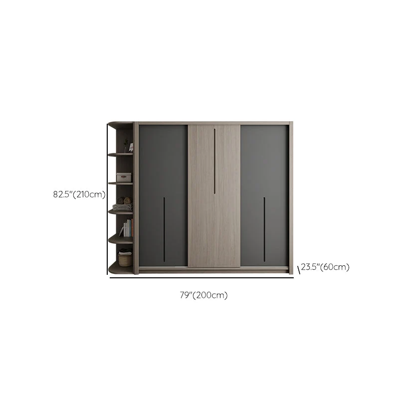Grey Contemporary Storage Cabinet Faux Wood Cabinet Sliding Doors 63l