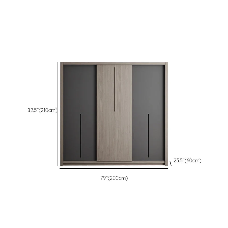 Grey Contemporary Storage Cabinet Faux Wood Cabinet Sliding Doors 63l