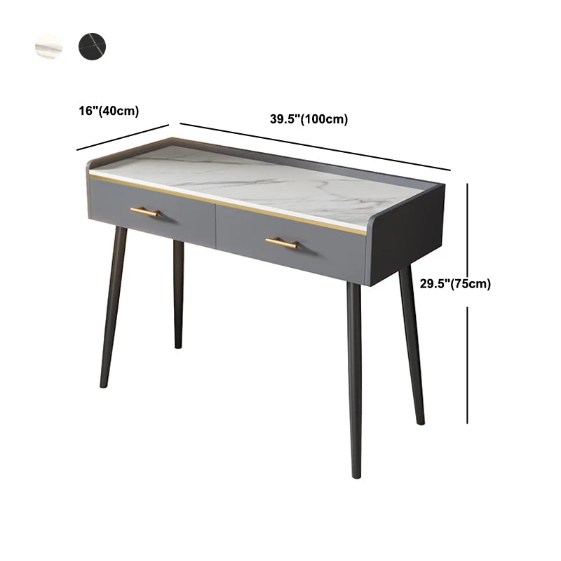 Grey Vanity Bedroom Stone Top Make-up Vanity Storage Drawers 24l
