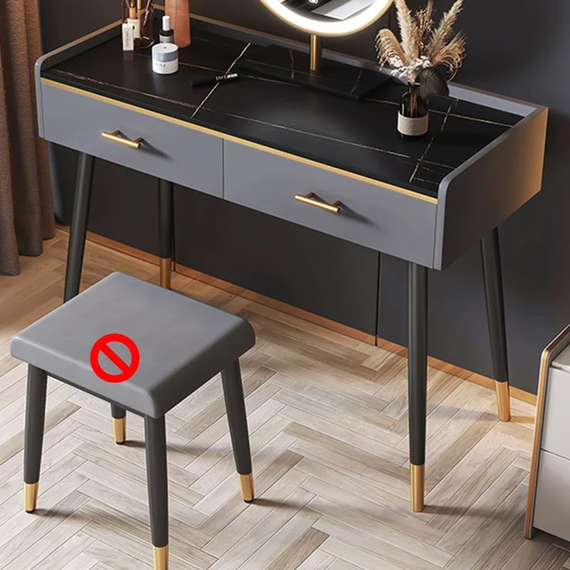Grey Vanity Bedroom Stone Top Make-up Vanity Storage Drawers 24l