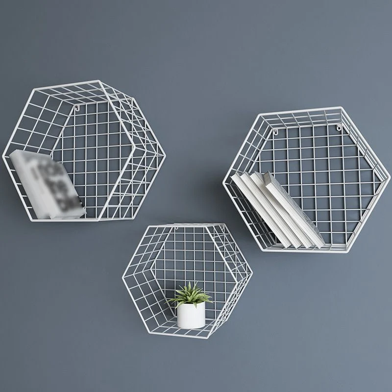 Hedendaags Floating Bookcase Metal Closed Back Wall Mounted Bookshelf 10