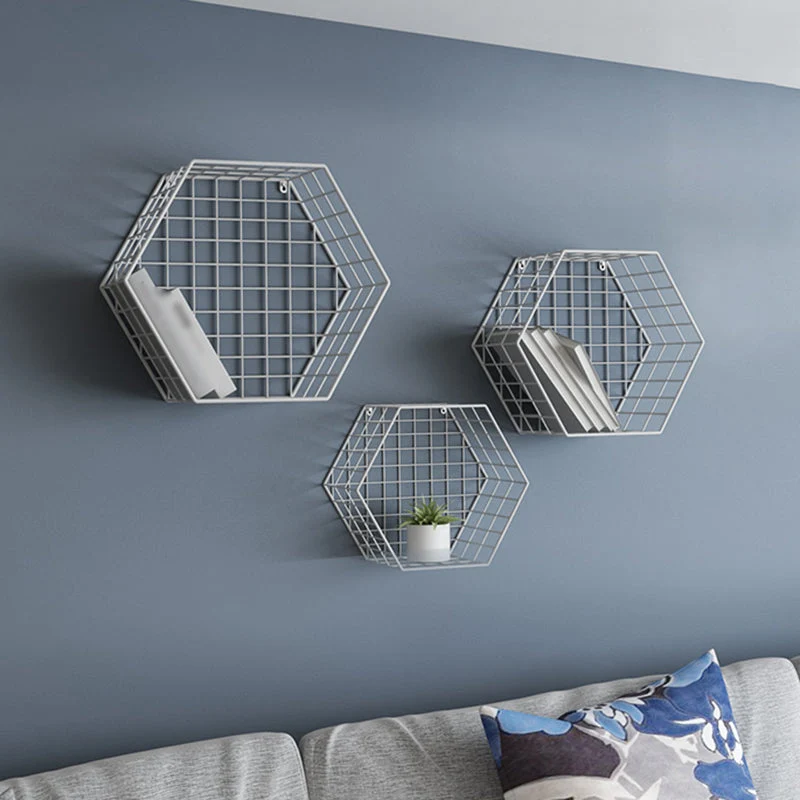 Hedendaags Floating Bookcase Metal Closed Back Wall Mounted Bookshelf 10