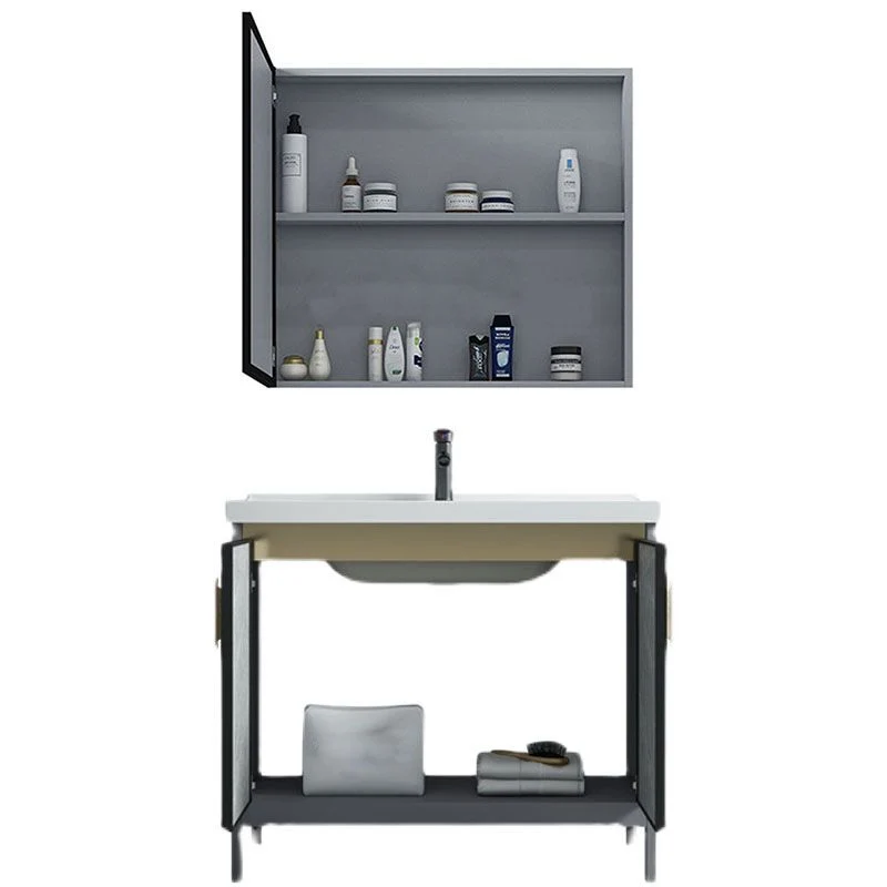 Hedendaags Freestanding Vanity Sink Metal Bathroom Vanity Cabinet Mirror Cabinet 16