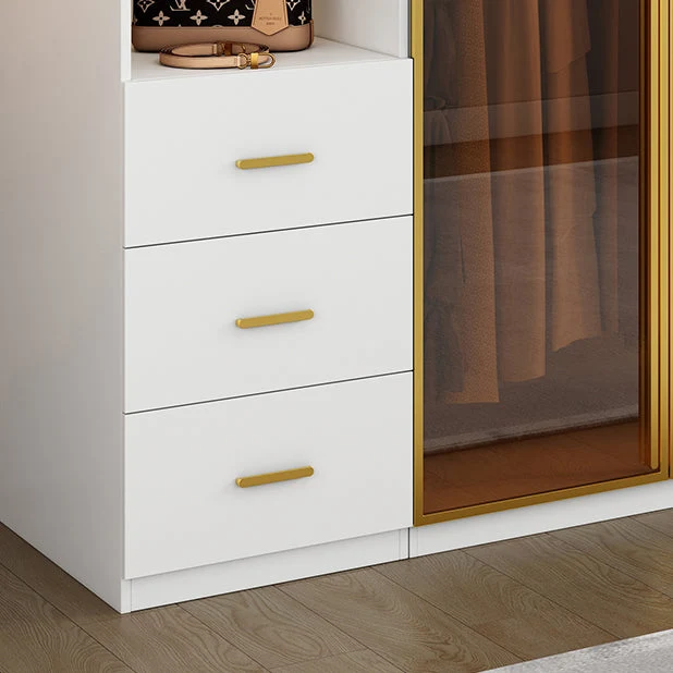 Hedendaags Freestanding Wardrobe Wood Frame Wardrobe Tempered Glass Doors 31