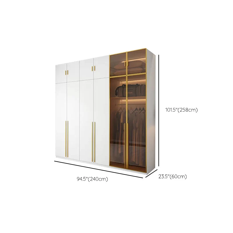 Hedendaags Freestanding Wardrobe Wood Frame Wardrobe Tempered Glass Doors 31