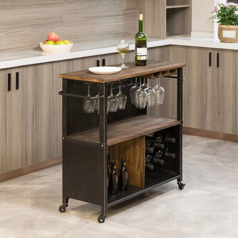 Hedendaags Open Storage Kitchen Trolley Rolling Prep Table Wine Storage 31
