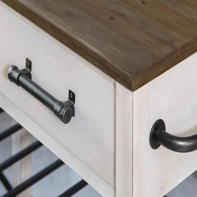 Hedendaags Rolling Kitchen Cart Wood Rectangular Kitchen Island Cart Open Storage 31