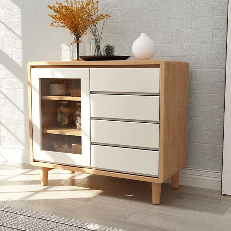 Hedendaags Rubberwood Dining Hutch 4 Drawers 16" W Hutch Cabinet Dining Room Walnut