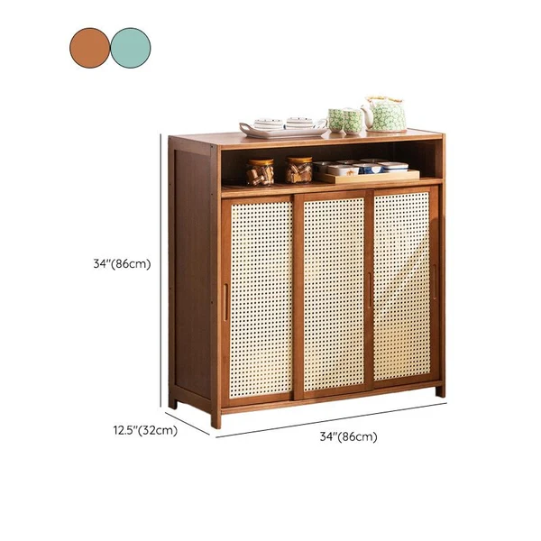 Hedendaags Sliding Doors Dining Server Wood Side Board Open Storage