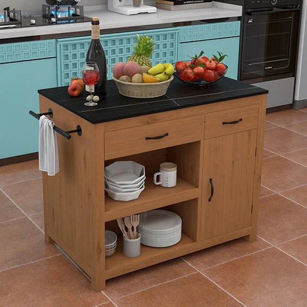 Hedendaags Stationary Kitchen Island Table Wood Rectangular Kitchen Island Table Drawer 31l