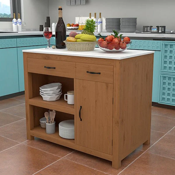 Hedendaags Stationary Kitchen Island Table Wood Rectangular Kitchen Island Table Drawer 31l