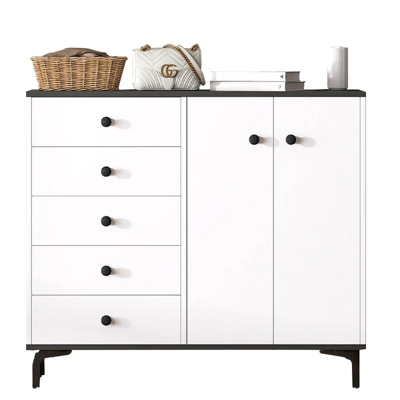 Hedendaags White Storage Chest Dresser Wood Combo Dresser Drawers and Doors 24l