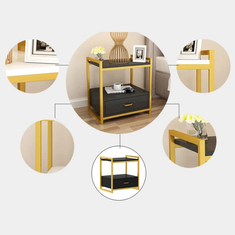 hout Bed Nightstand Contemporary Accent Table Nightstand Drawer Gold