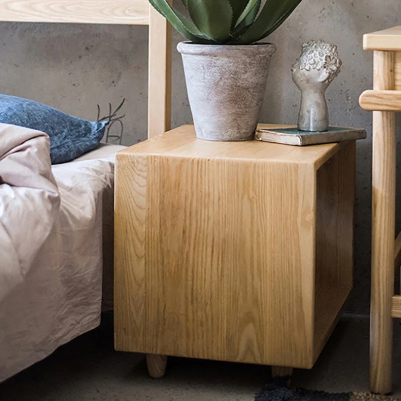 hout Night Table Modern Solid Wood Nightstand Lower Shelf Https