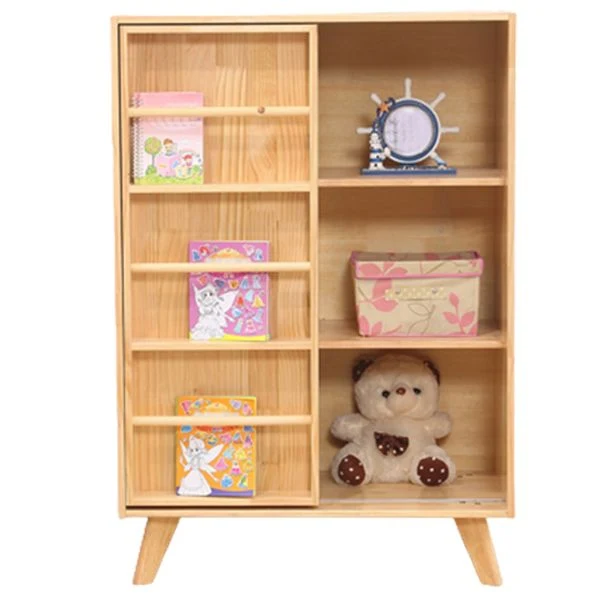 Houten Standard Bookcase Natural Modern Closed Back Bookshelf Doors 32
