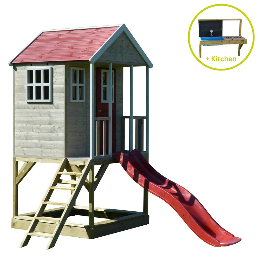 Houtsoort Playhouse - Nordic Adventure Slide and Kitchen