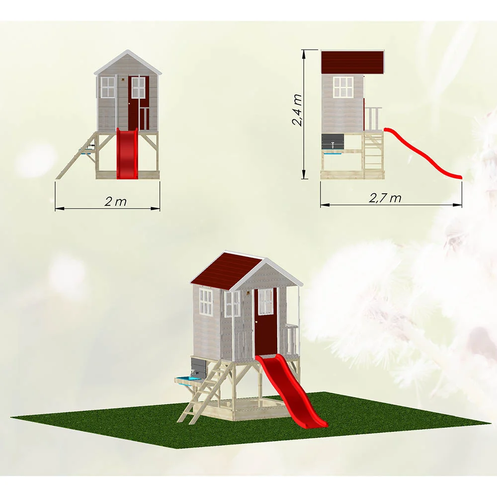 Houtsoort Playhouse - Nordic Adventure Slide and Kitchen